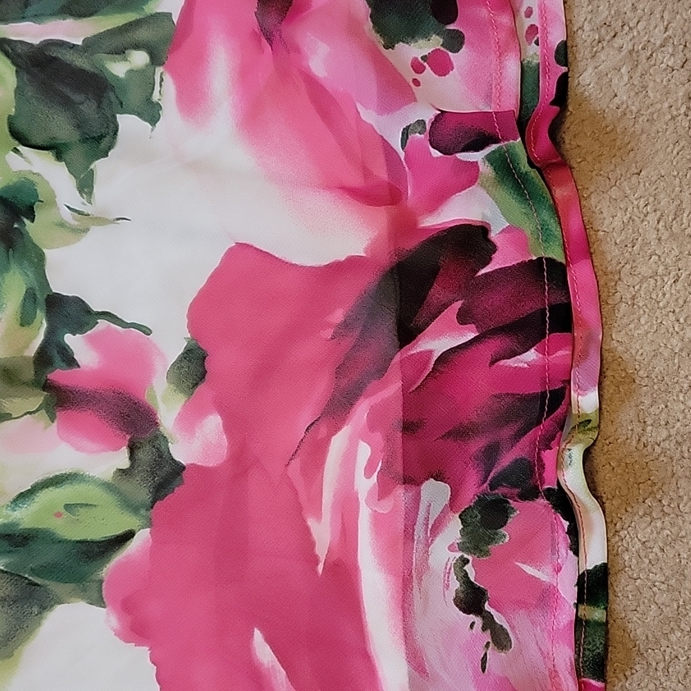 Connected Apparel Floral Skirt Small Pink Green - Picture 3 of 5